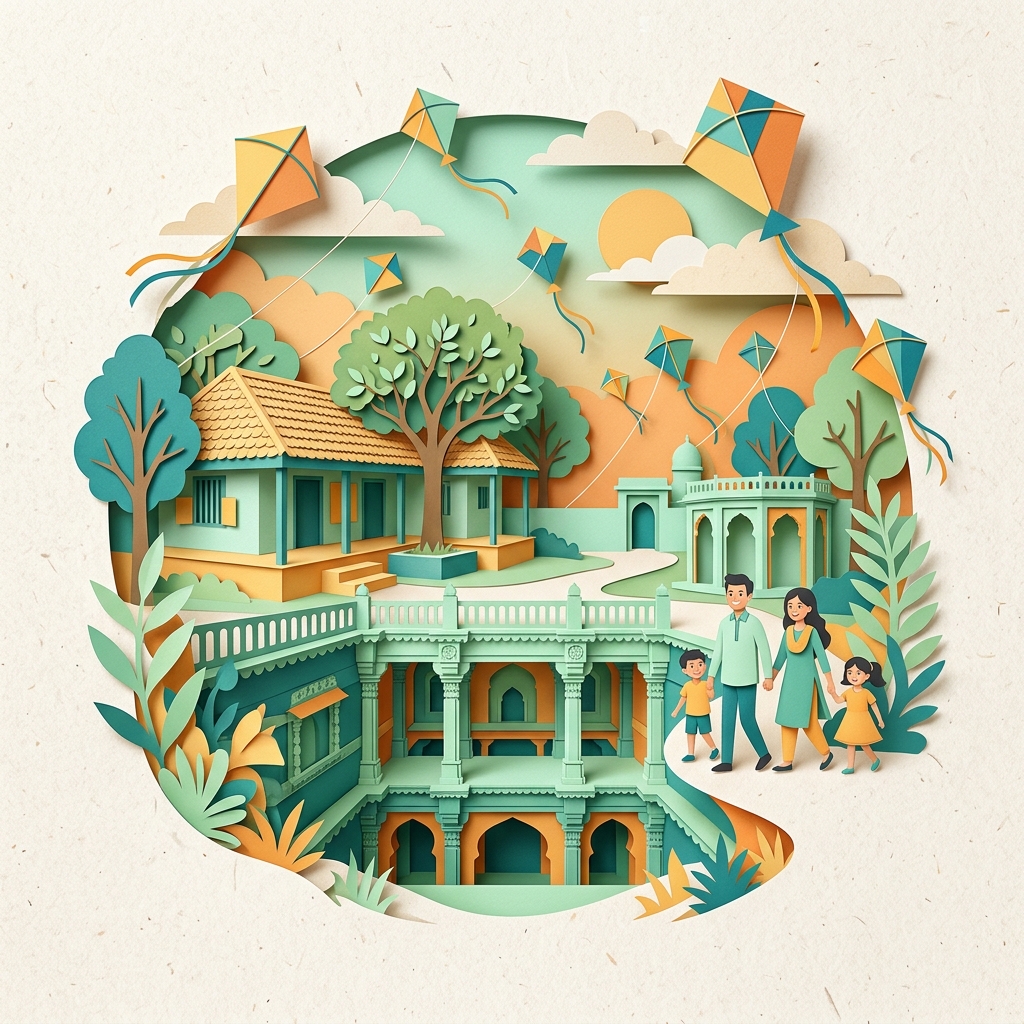 Illustrated travel guide for Ahmedabad – family-friendly attractions and landmarks